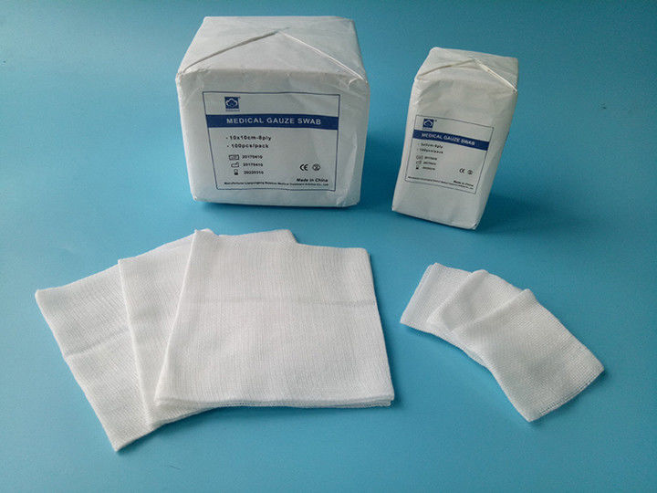 Cotton Sterile Medical Gauze Swabs White Color With Folded / Unfolded Edges