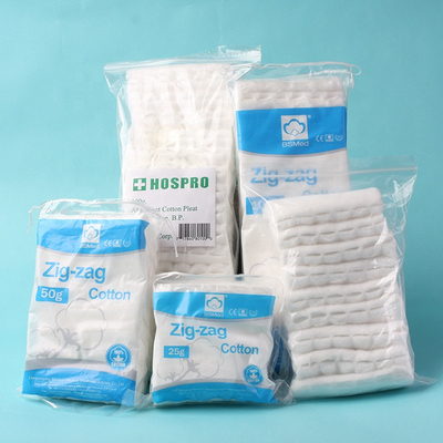 Soft Absorbent Hygroscopic Cotton Zig Zag Cotton Pleat Medical Grade